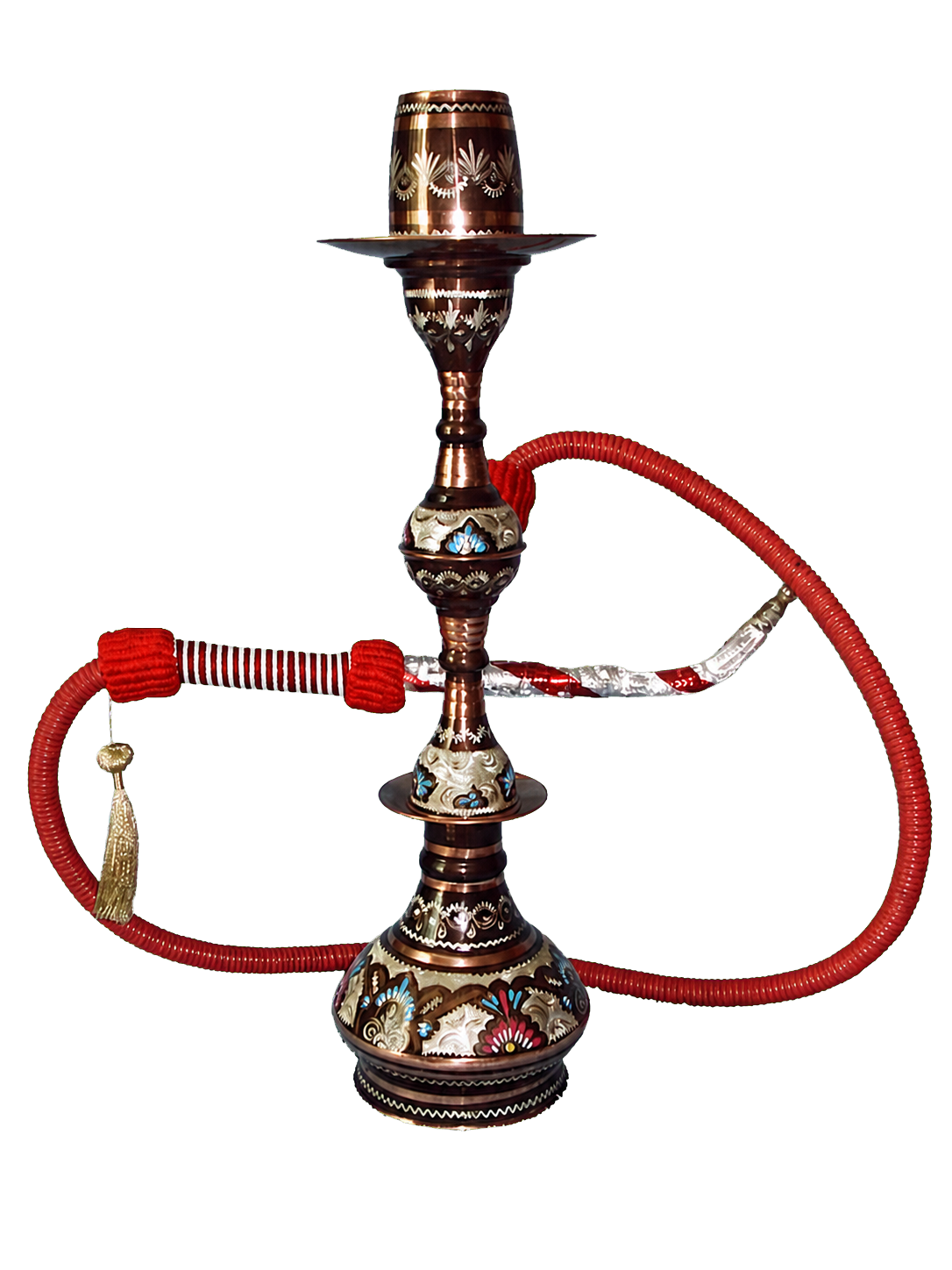 Dekoracyjna miedziana shisha z czerwonym wężem